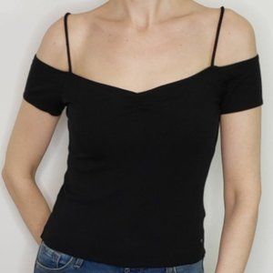 AEO Soft Ribbed Crop Cold Shoulder Strap